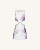 Beaded Trim Floral Mini Dress - White