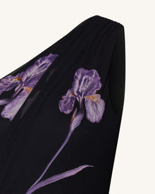 Floral One Shoulder Maxi Dress - Black