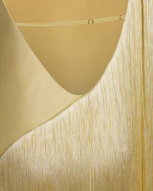 Fringe One Shoulder Maxi Dress - Champagne