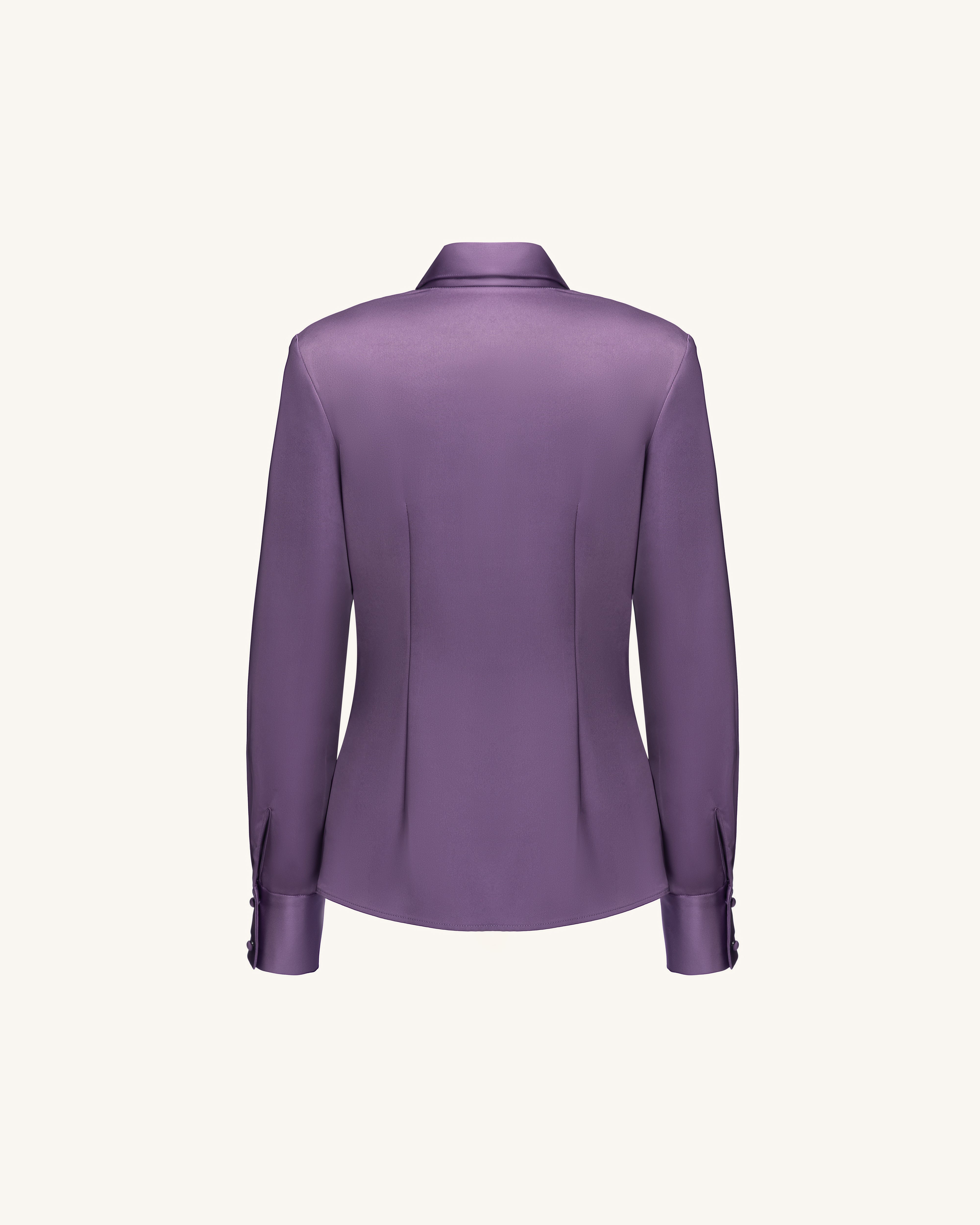 Satin Wrap V Neck Long Sleeve Blouse - Dusty Mauve | JW PEI