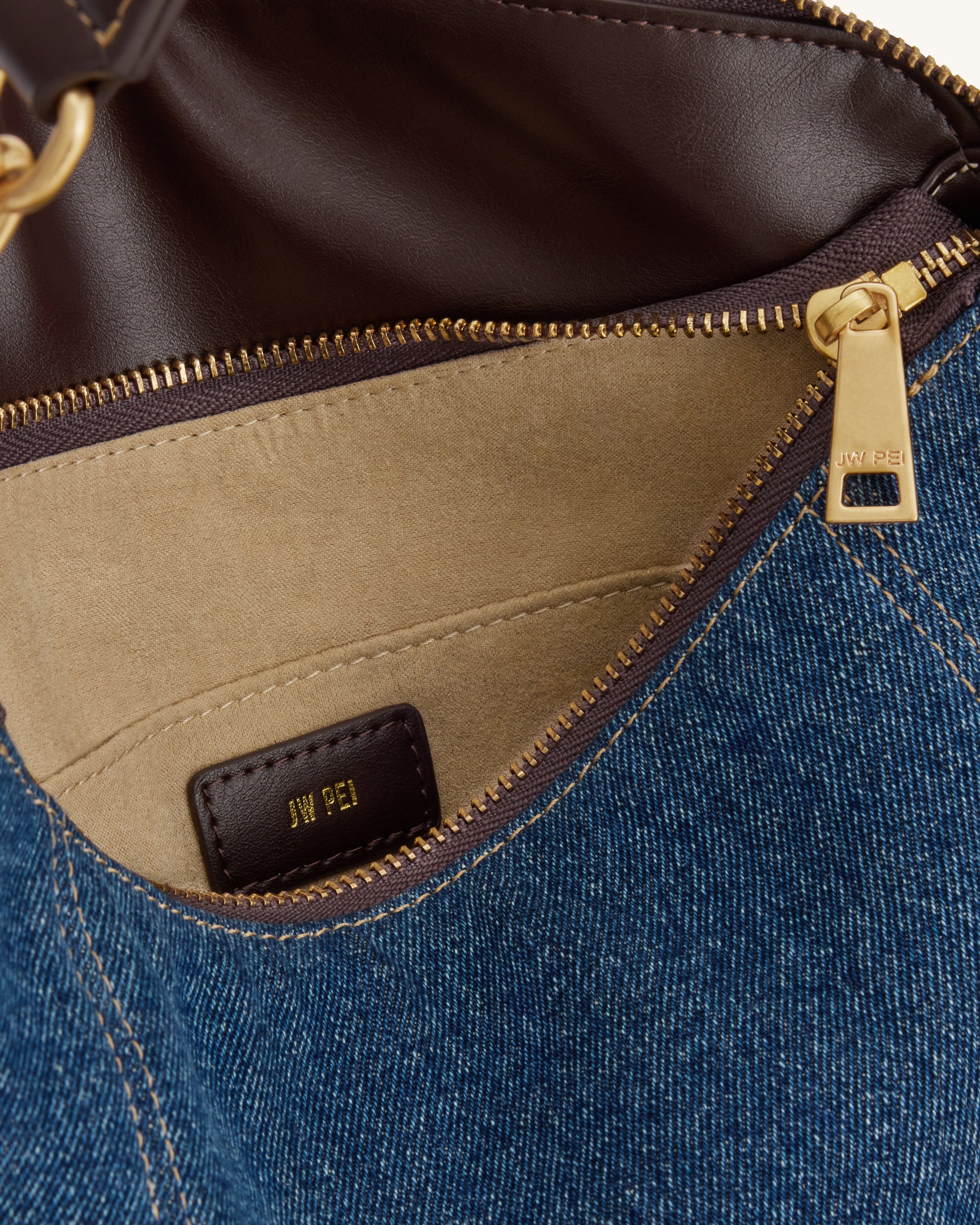 Jayla Metal Pendant Embellished Shoulder Bag - Blue Denim | JW PEI