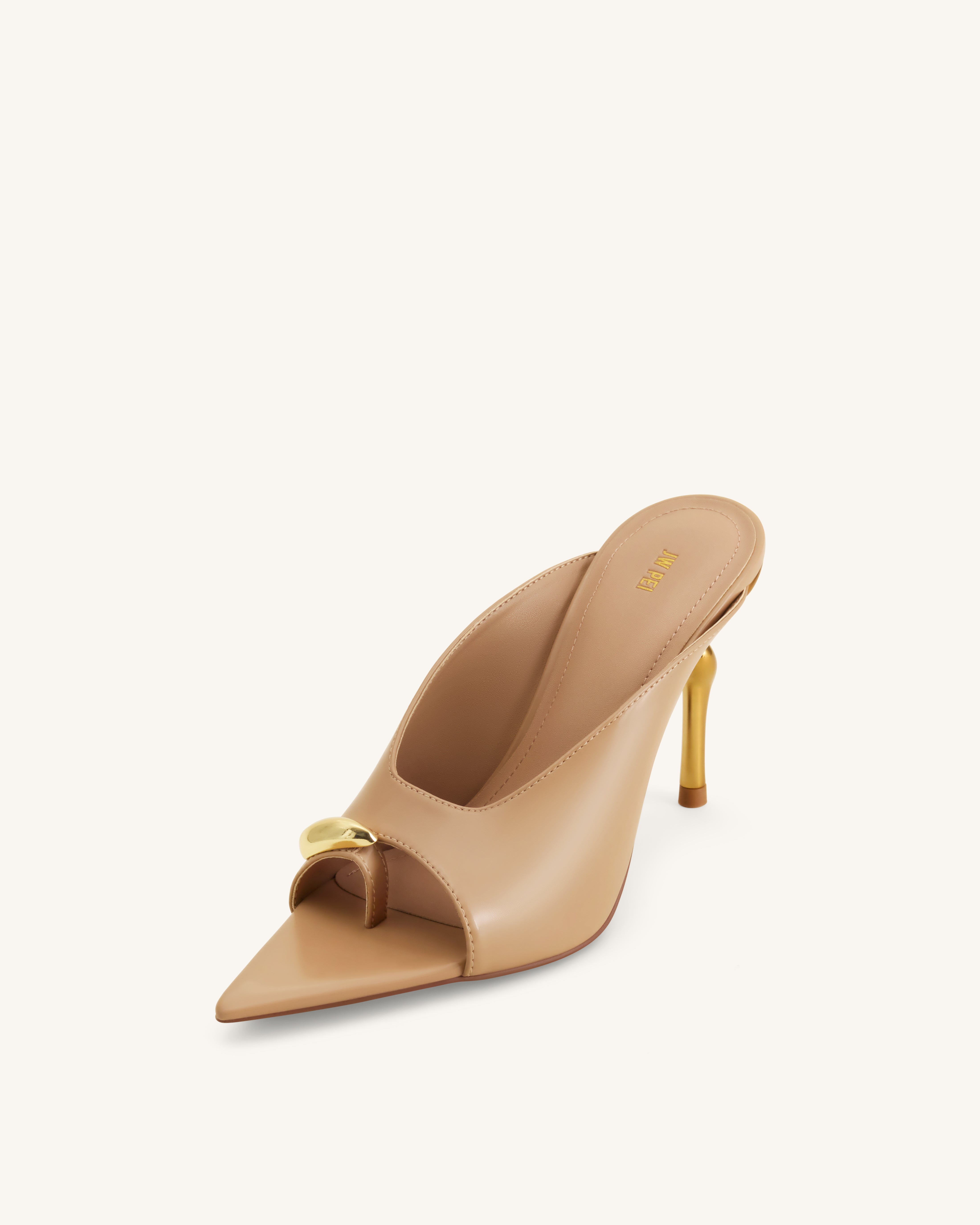 Noemi Pointed-Toe Mule Heels - Khaki | JW PEI