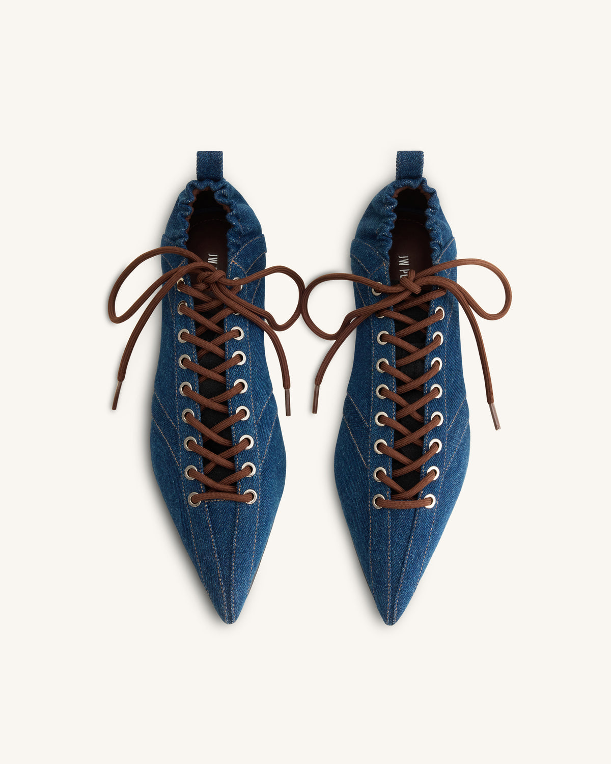 Ava Lace-Up Flats - Denim Blue