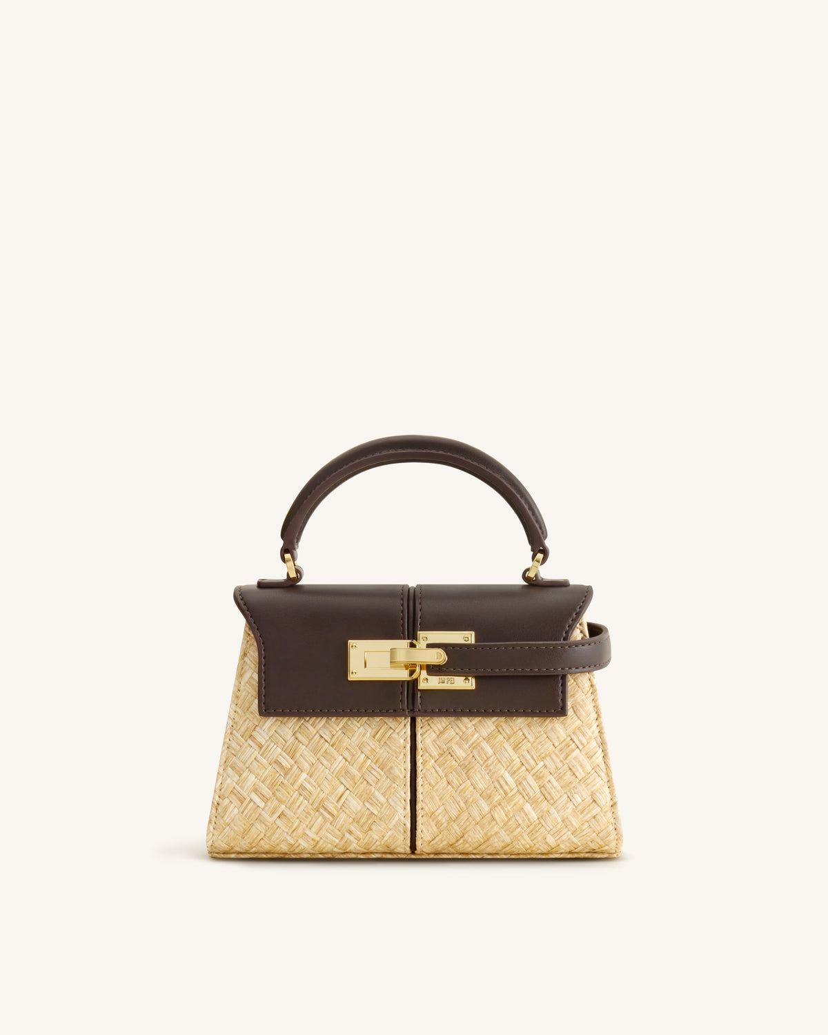 Elise Faux Straw Handbag - Brown