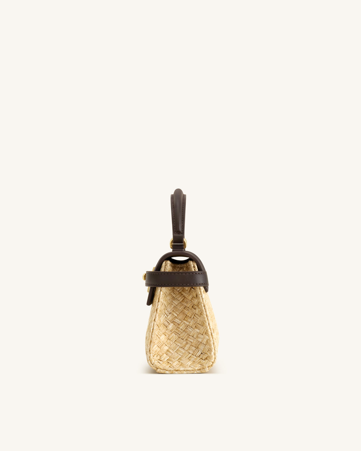 Elise Faux Straw Handbag - Brown