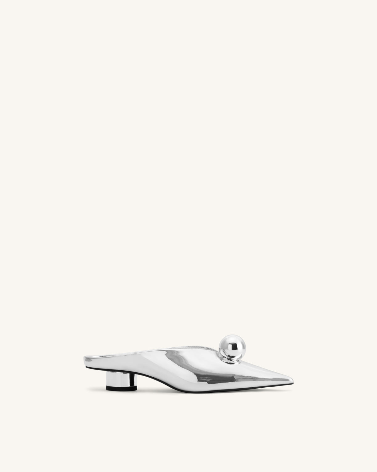 Helena Sphere Embellished Pointed Toe Mules - Silver