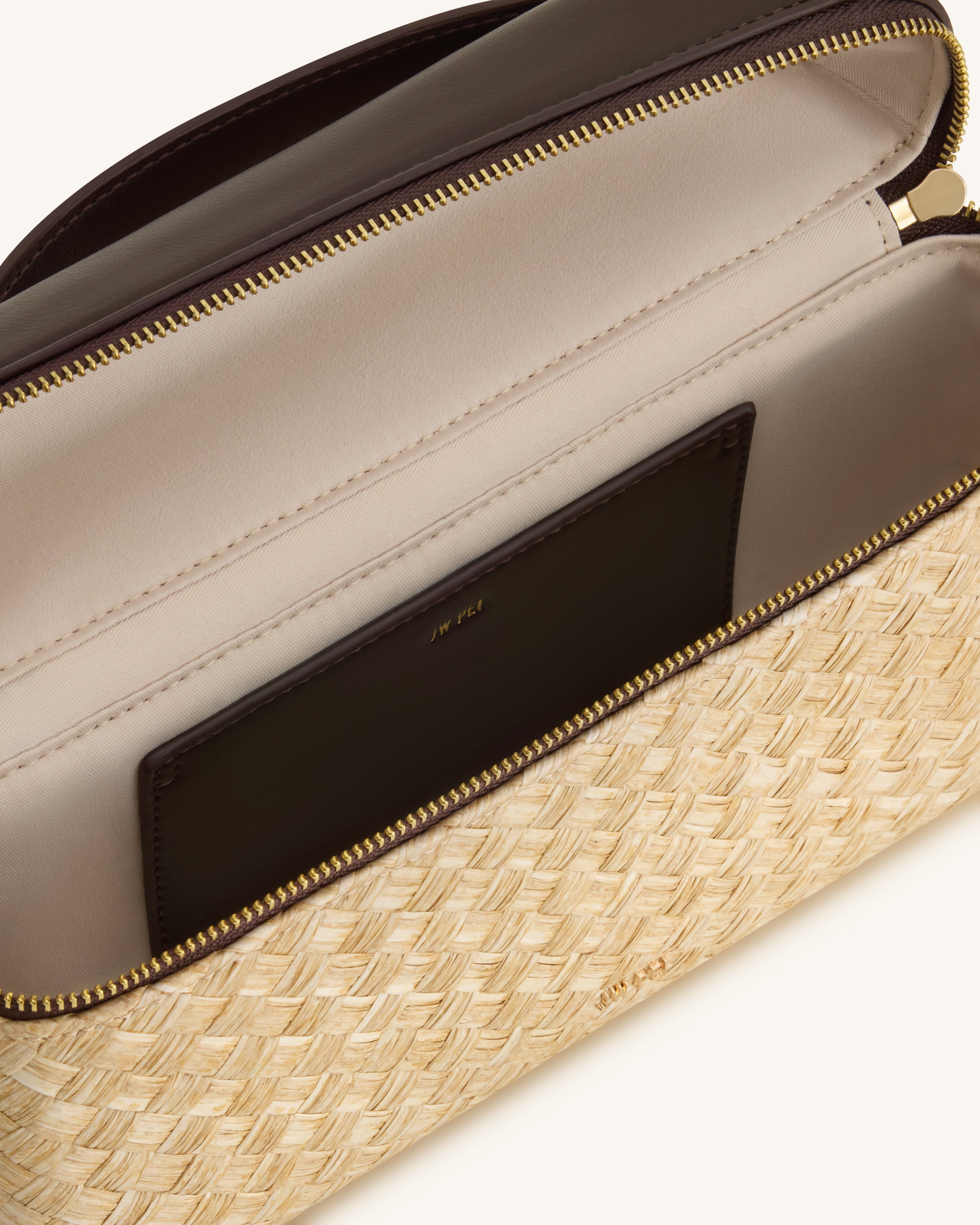 Thea Faux Straw Top Handle Bag - Brown | JW PEI