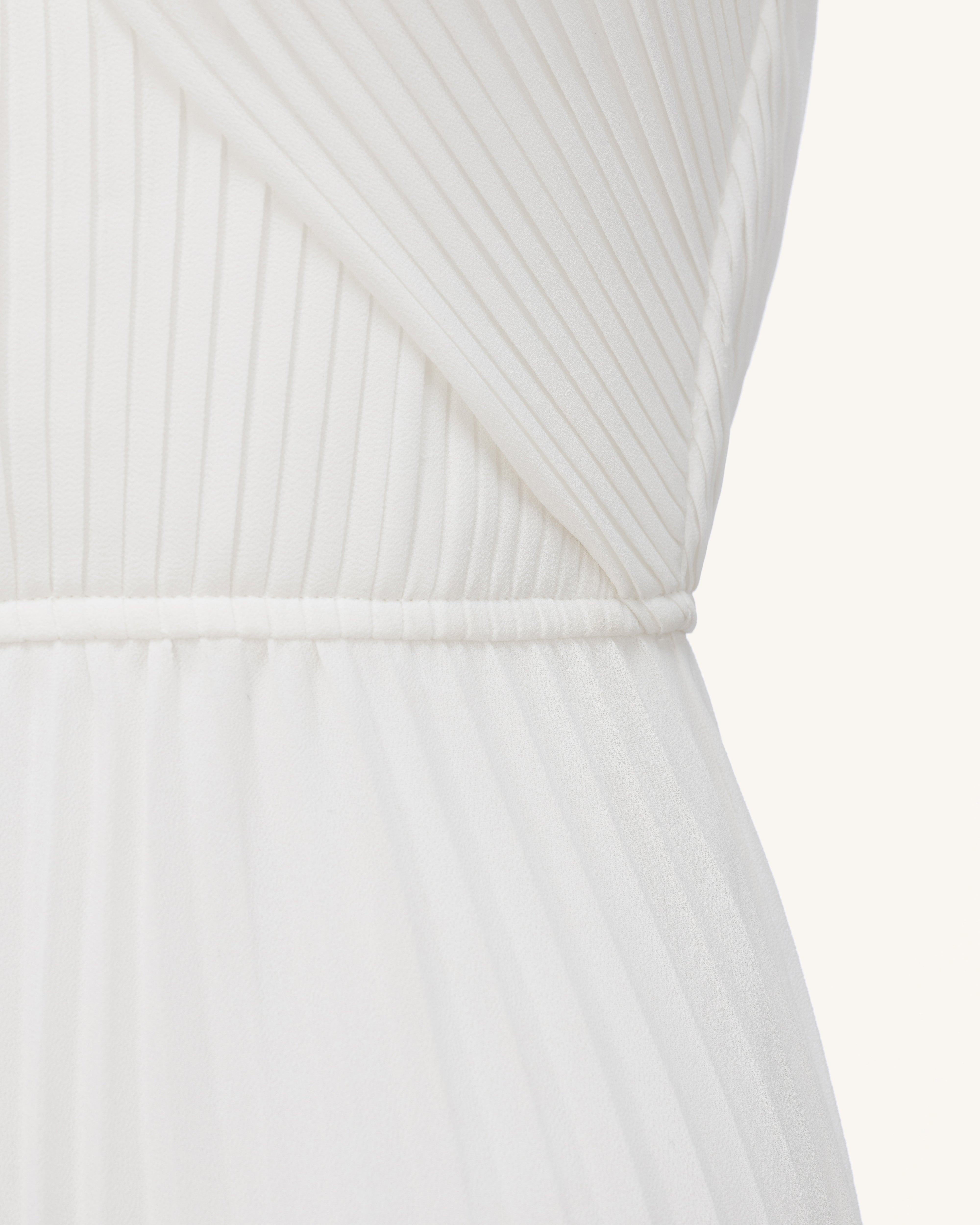 Pleated Cross Halter Maxi Dress - Ivory | JW PEI