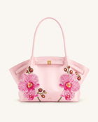 Hana Large Orchid Embroidered Tote Bag - Pink