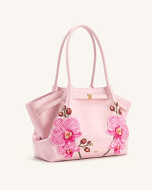 Hana Large Orchid Embroidered Tote Bag - Pink