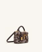 Cleo Metallic Sequin Box Shape Top Handle Bag - Brown