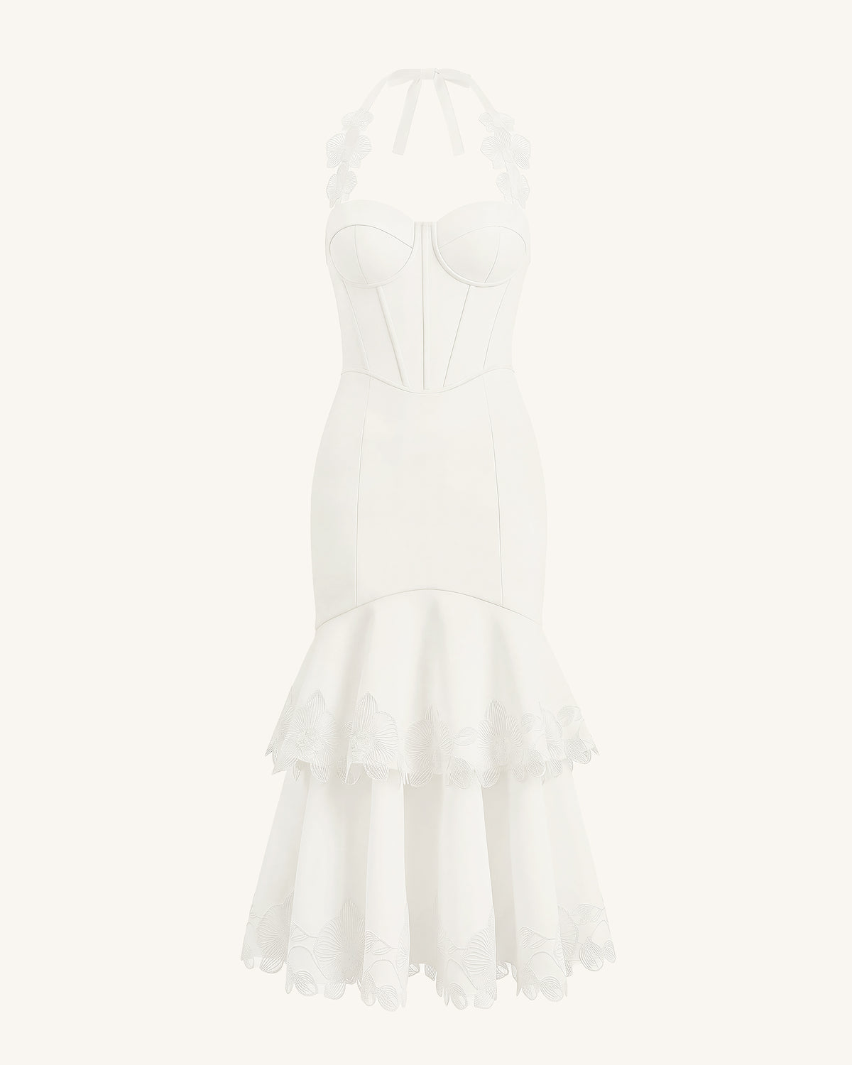 halter corset midi dress Orchid Embroidered - White 4 short corset dress