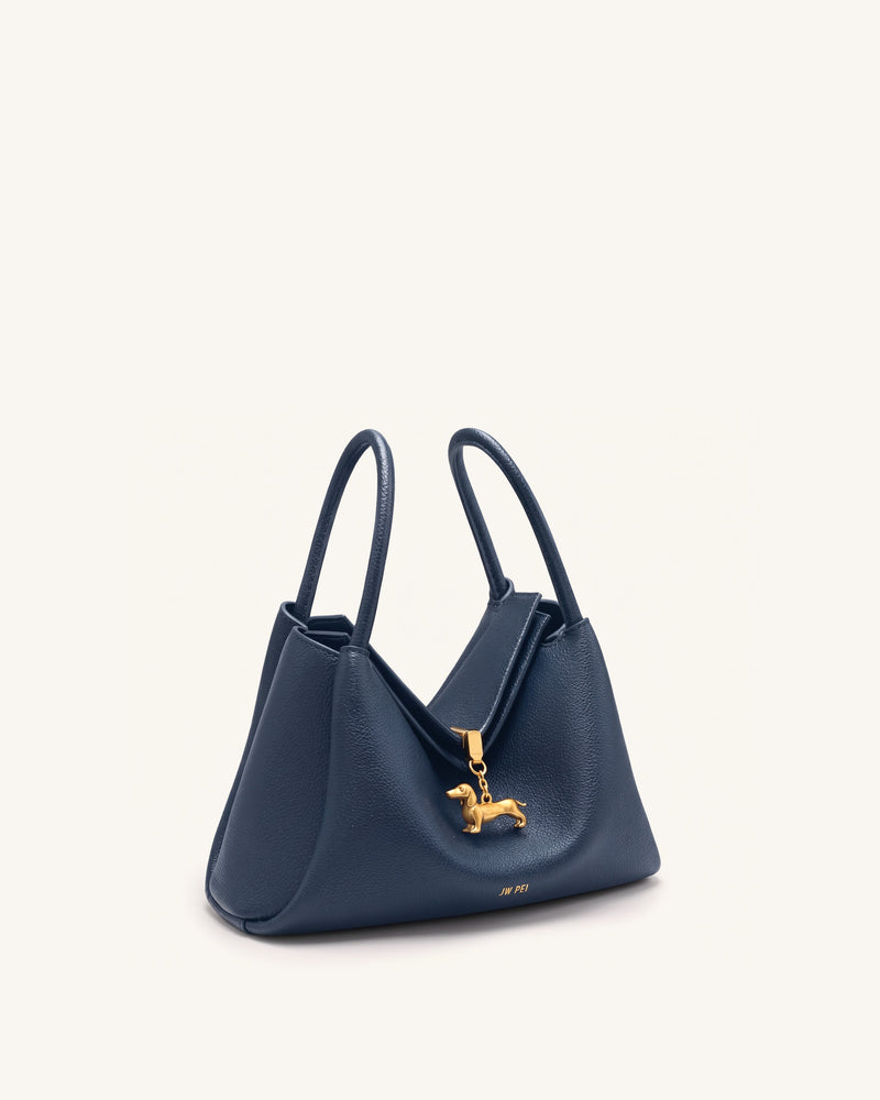 Maelle Dachshund Charm Double Handle Bag - Dark Blue