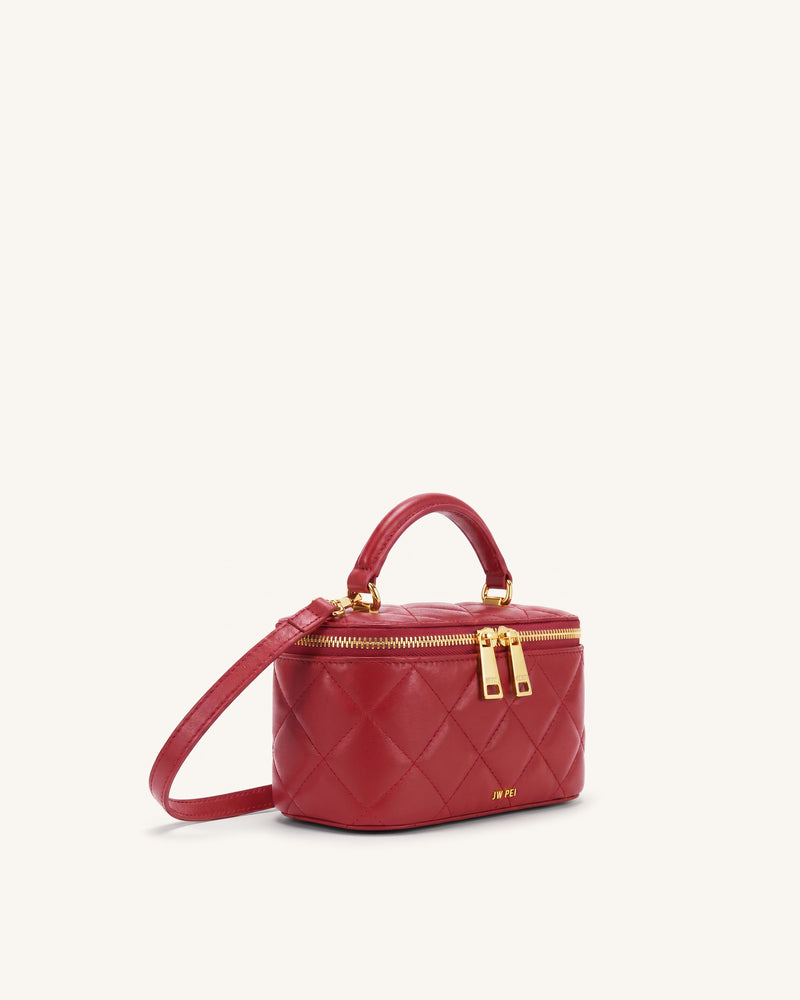 Vivienne Quilted Vanity Top Handle Bag - Cherry Red