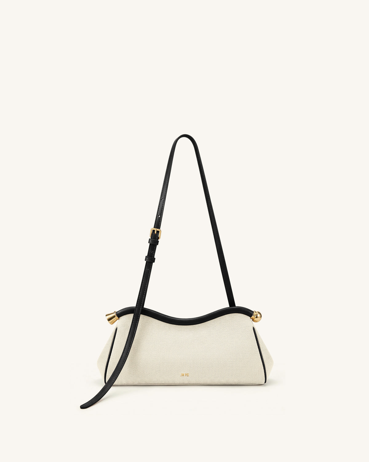 Naomi Curved Shoulder Bag - Black Canvas