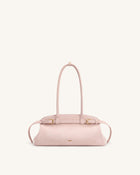 Arden Faux Suede Belt Detail East-West Shoulder Bag - Pink