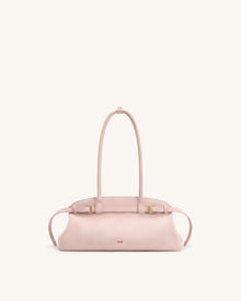 Arden Faux Suede Belt Detail East-West Shoulder Bag - Pink
