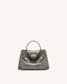 Rhea Small Double Buckle Shoulder Bag - Grey Croc