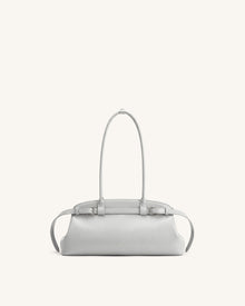 Arden Belt Detail East-West Shoulder Bag - Light Grey