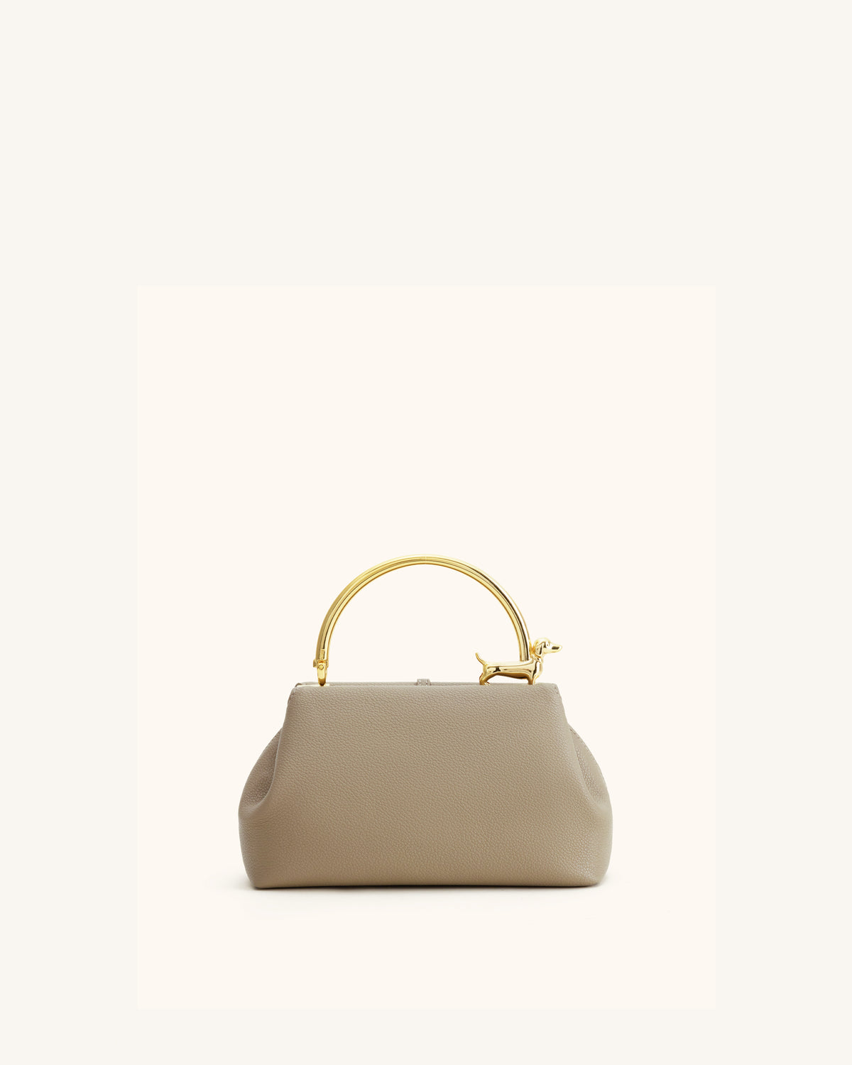 Bruna Dachshund Metal Handle Top Handle Bag - Light Brown