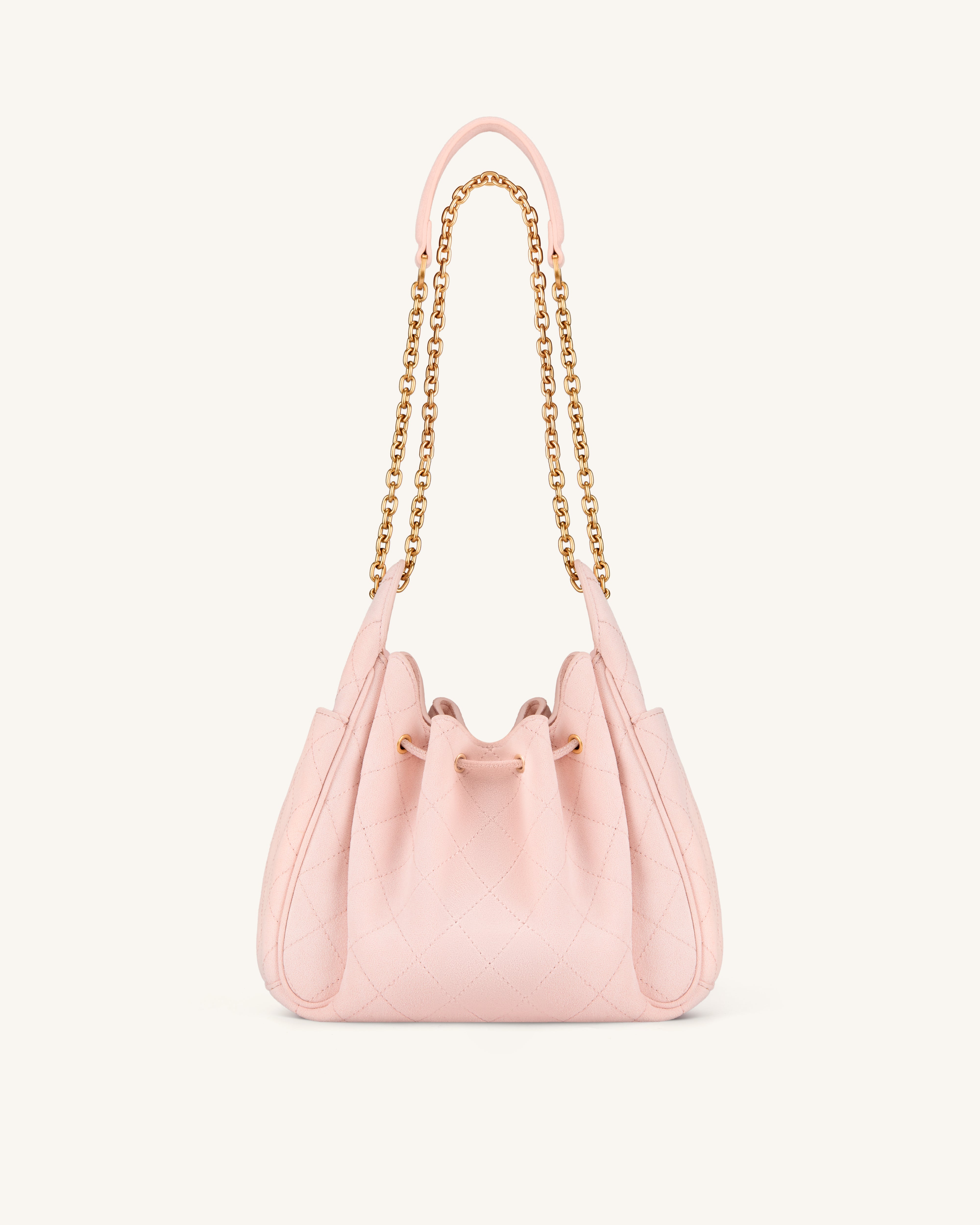 Rowan Faux Suede Quilted Chain Bucket Bag - Pink | JW PEI