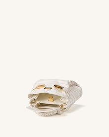 Rhea Small Double Buckle Shoulder Bag - White Croc
