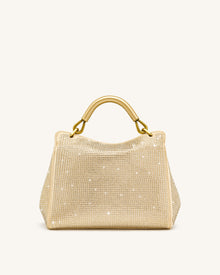 Lucia Classic Artificial Crystal Top Handle Bag - Champagne