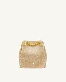 Yara Artificial Crystal Bucket Bag - Champagne