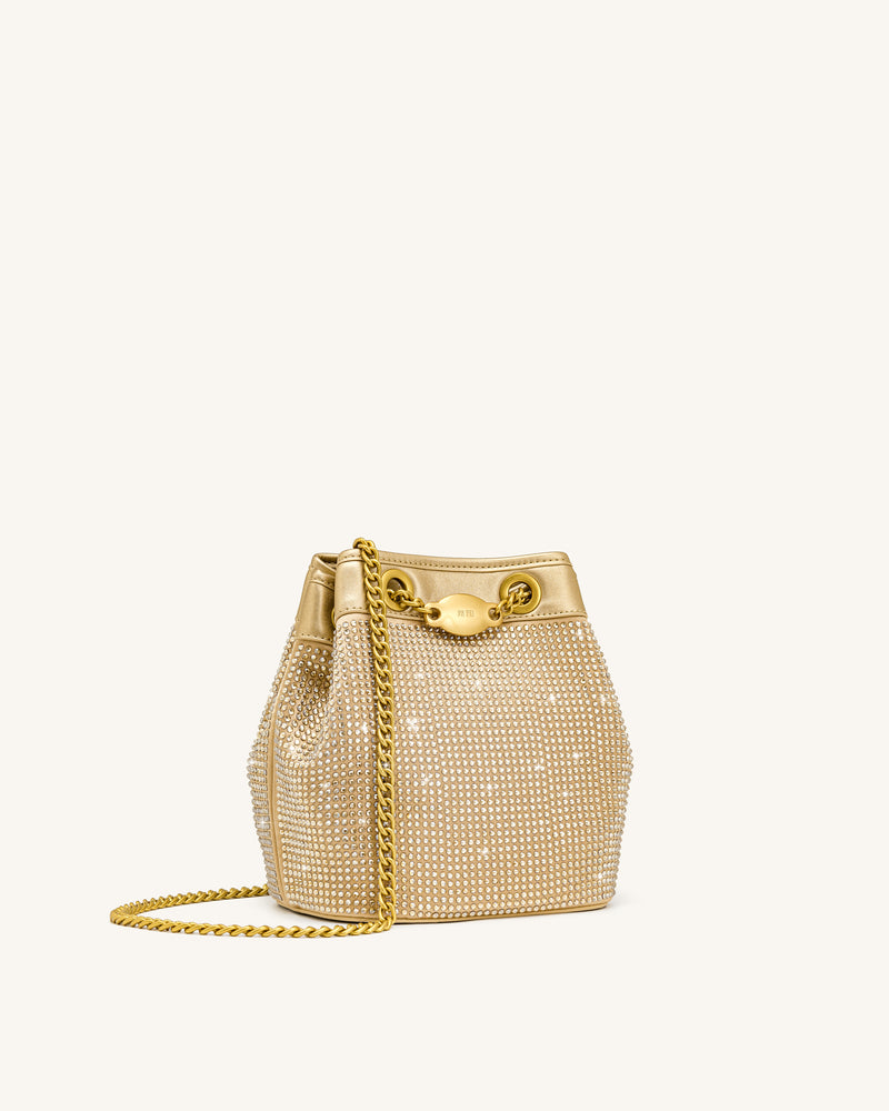 Yara Artificial Crystal Bucket Bag - Champagne