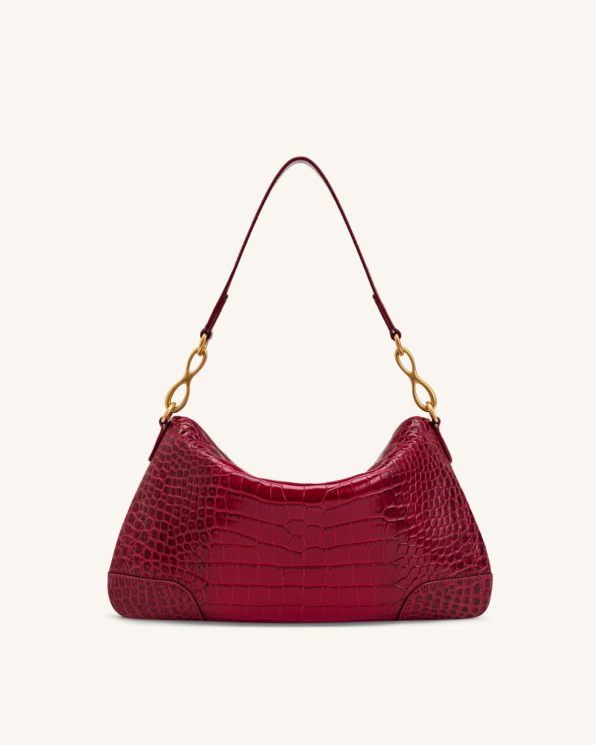 Jayla Metal Pendant Embellished Shoulder Bag - Red Croc