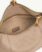 Jayla Faux Suede Metal Pendant Embellished Shoulder Bag - Grey