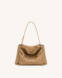 Rhea Double Buckle Shoulder Bag - Camel