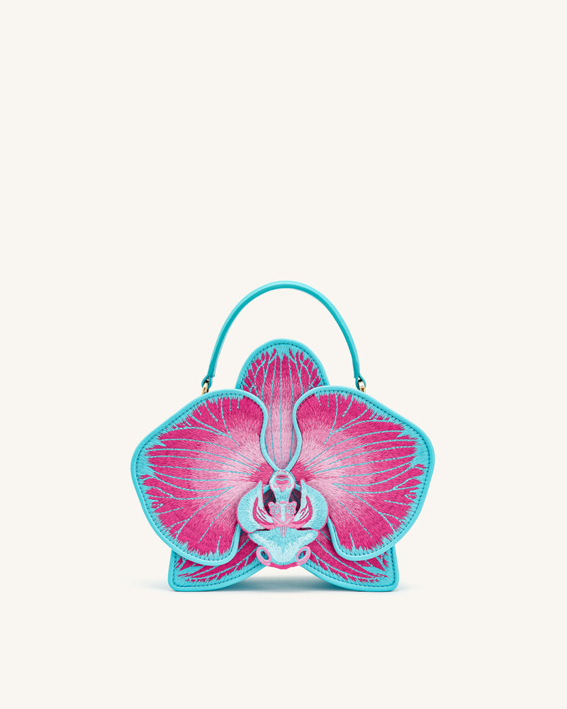 Flora Orchid Shaped Top Handle Bag - Pink Blue
