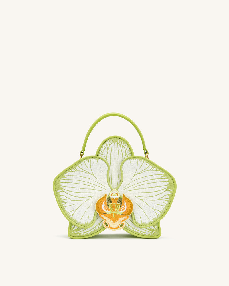 Flora Orchid Shaped Top Handle Bag - Light Green