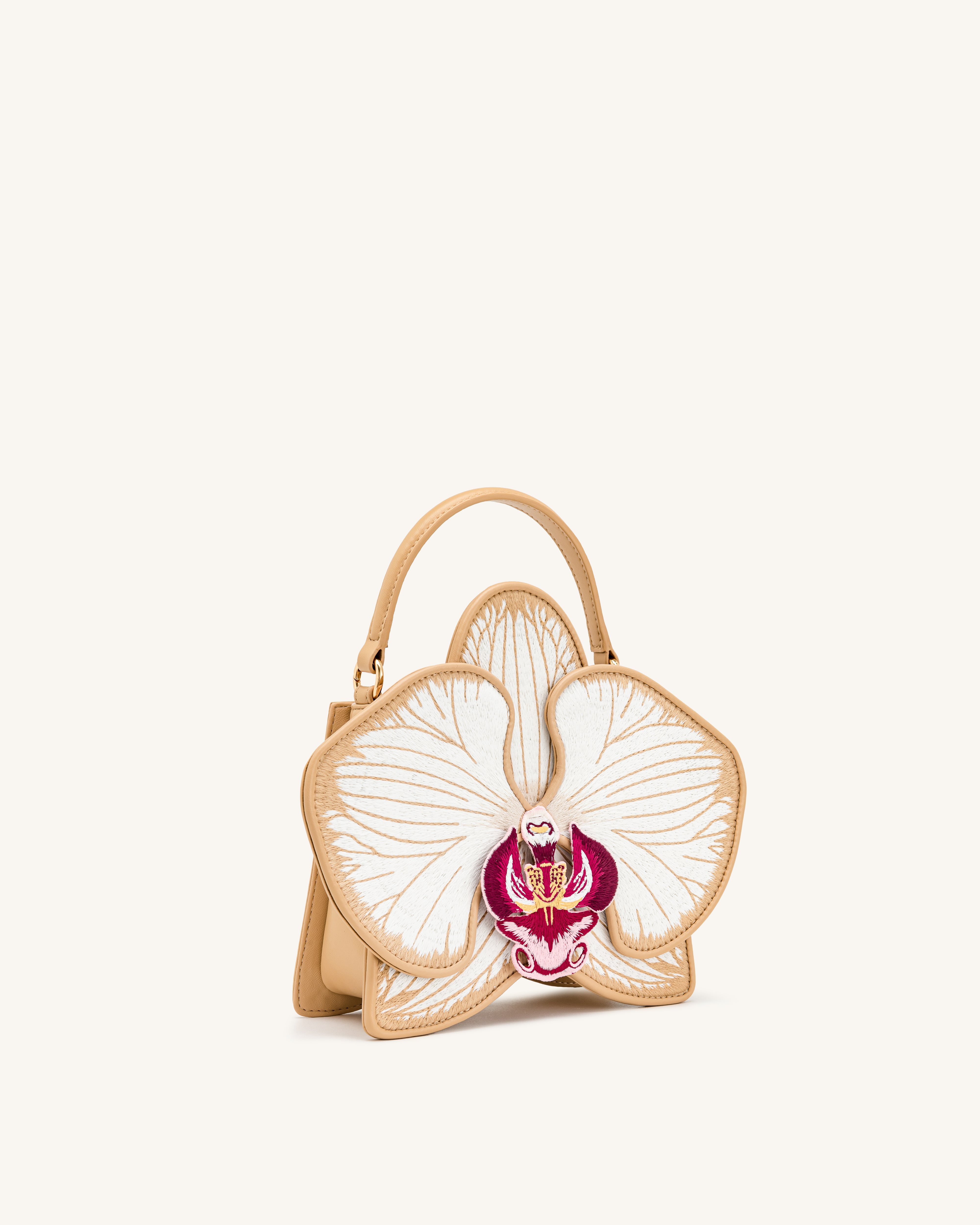 Flora Orchid Shaped Top Handle Bag - Champagne | JW PEI