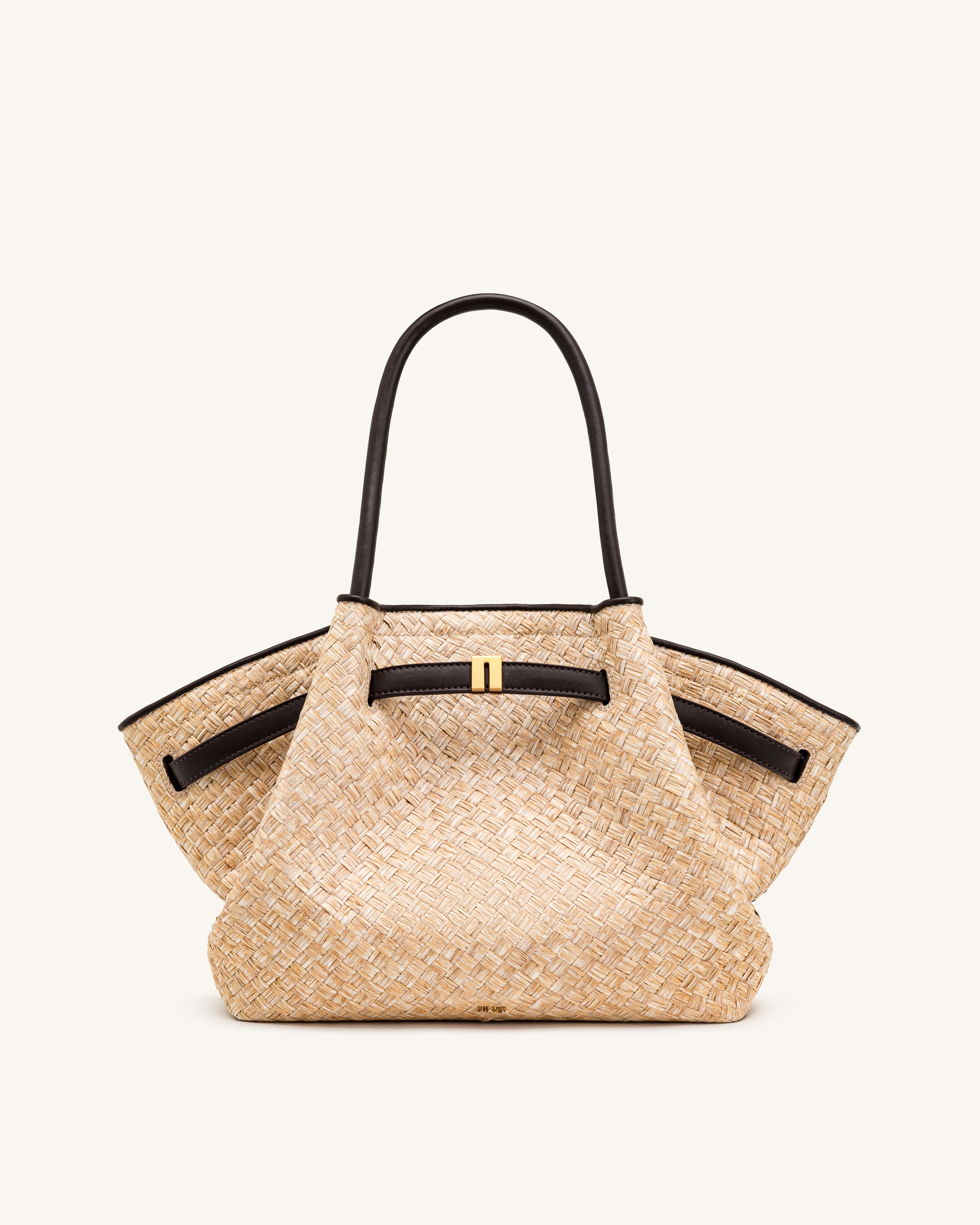 Hana Medium Faux Straw Tote Bag - Brown | JW PEI