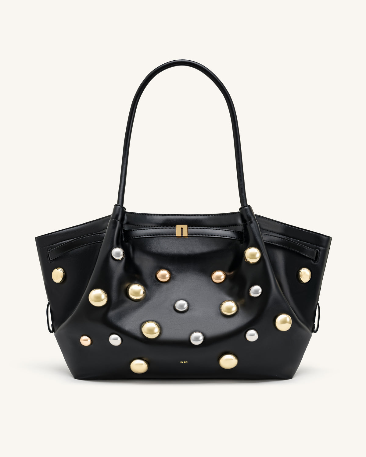 Hana Large Studded Tote Bag - Dark Black