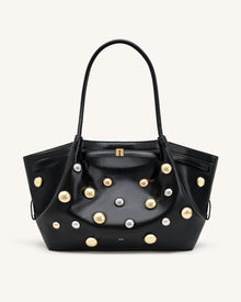 Hana Large Studded Tote Bag - Dark Black
