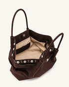 Hana Large Faux Suede Tote Bag - Deep Brown