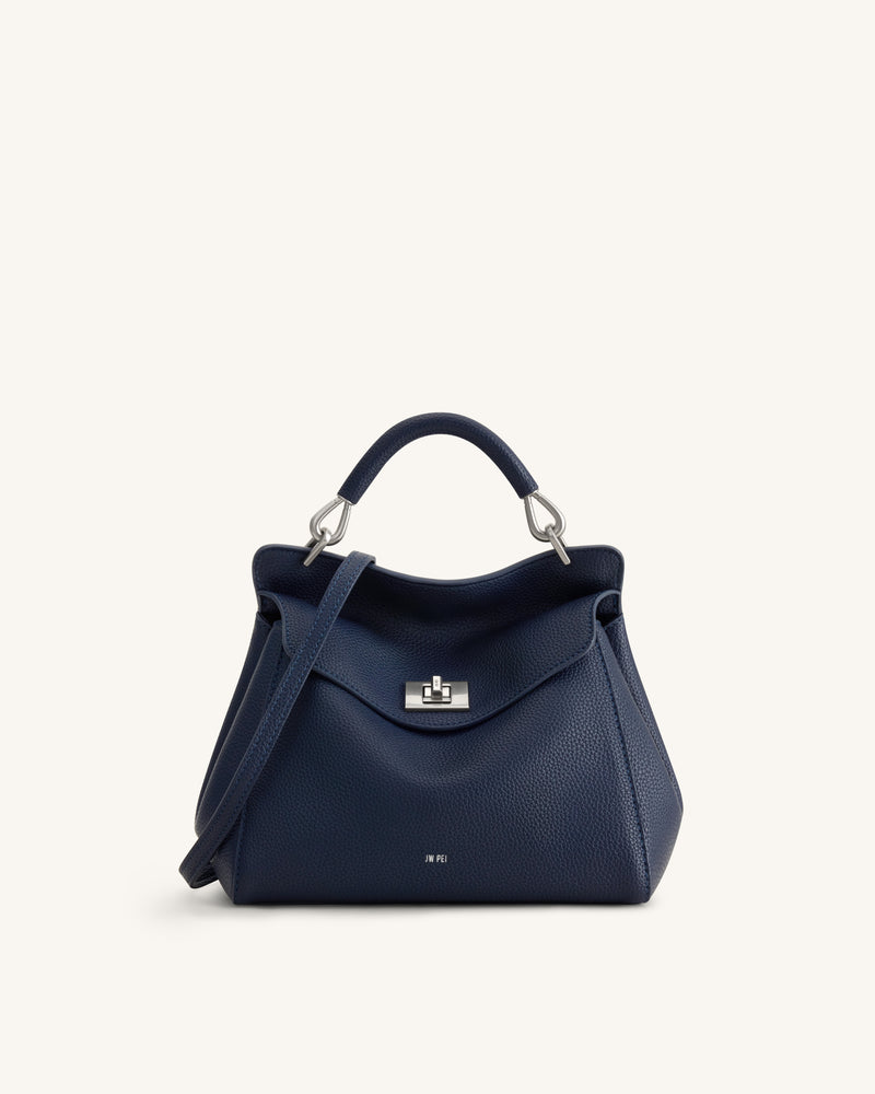 Lucia Classic Top Handle Bag - Navy Blue