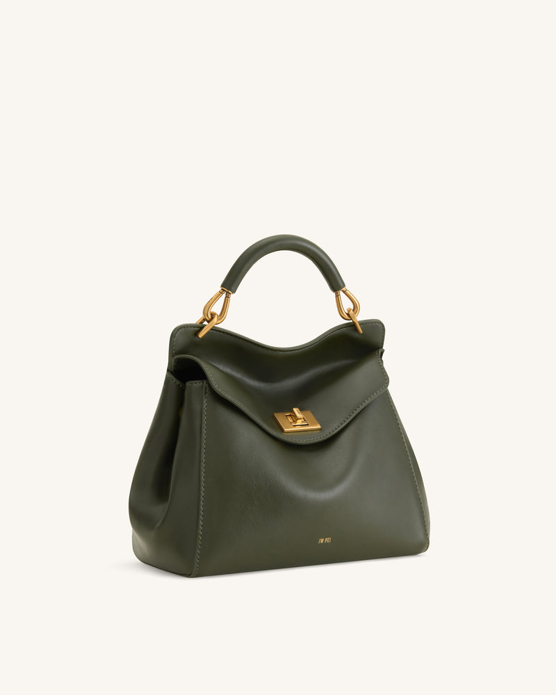 Lucia Classic Top Handle Bag - Dark Olive Green