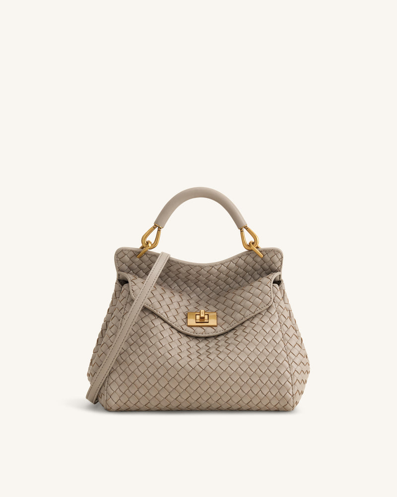 Lucia Classic Woven Top Handle Bag - Mud Gray