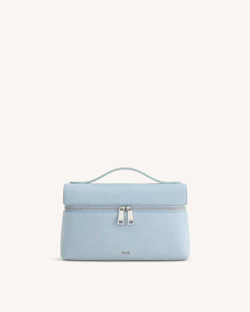 Thea Faux Suede Top Handle Bag - Light Blue