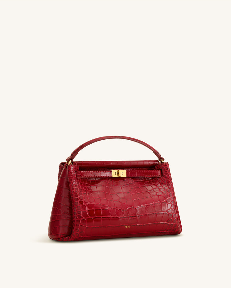 Carmen Top Handle Bag - Dark Burgundy Croc