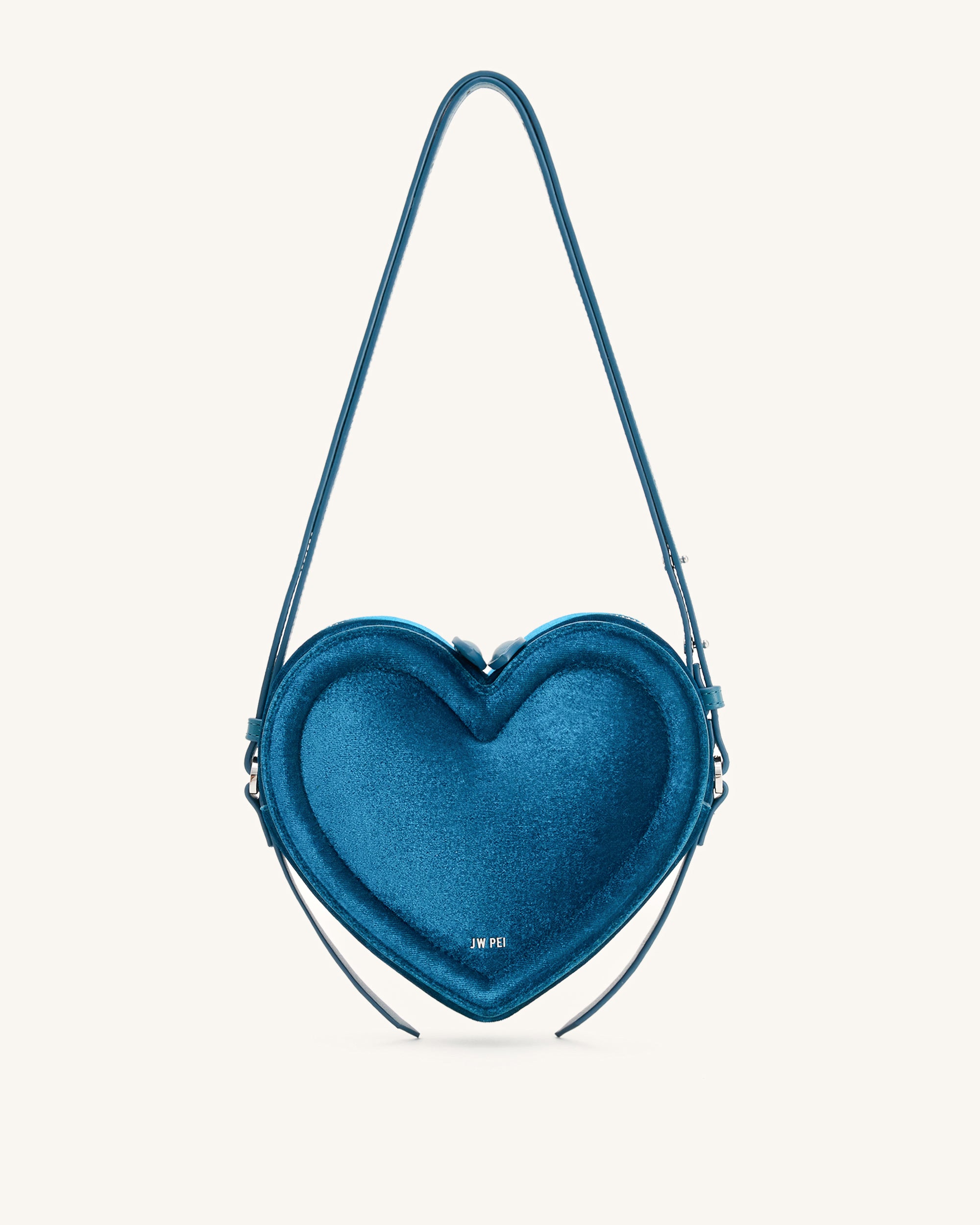Arlene Velvet Heart Shaped Bag - Blue | JW PEI