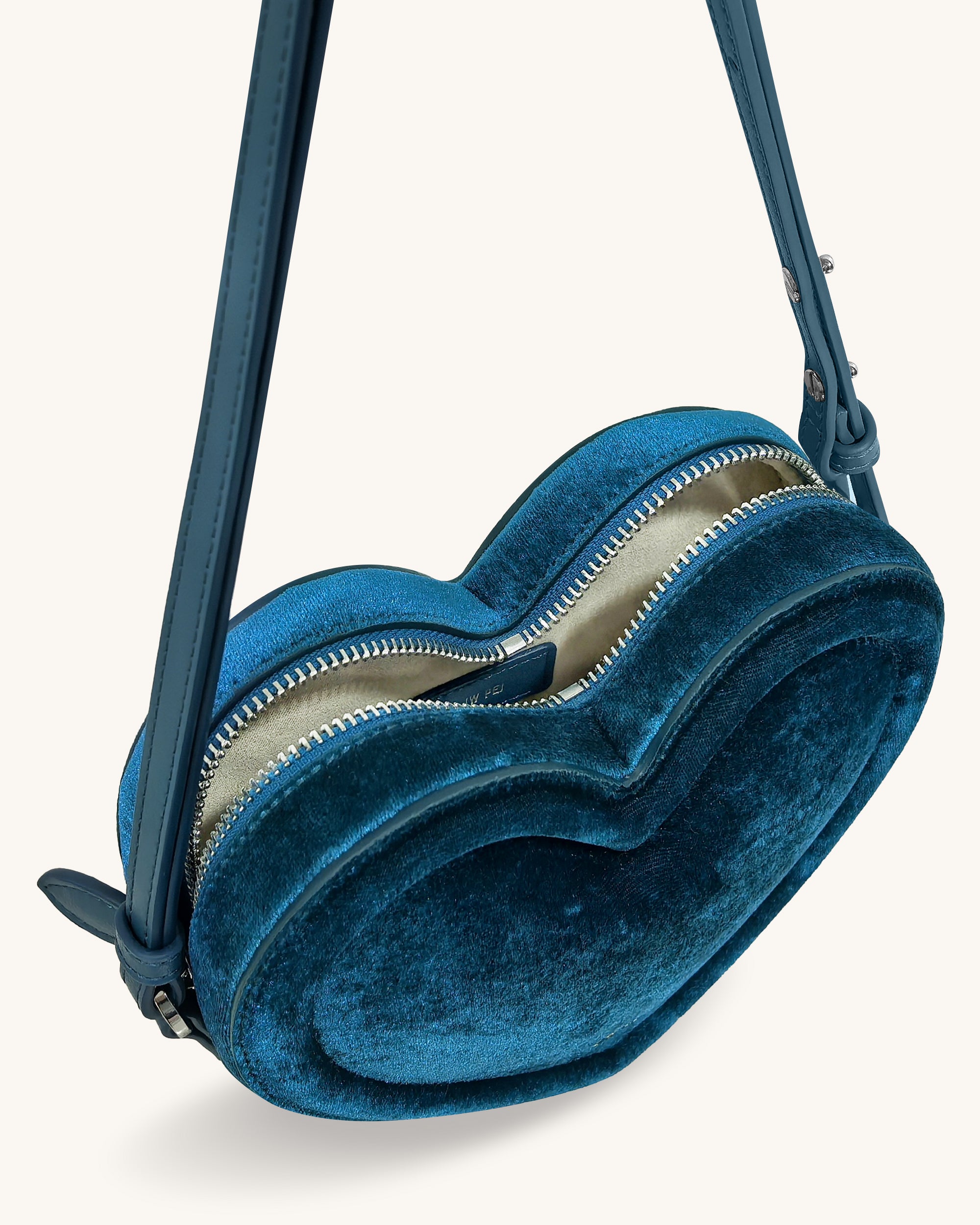 Arlene Velvet Heart Shaped Bag - Blue | JW PEI