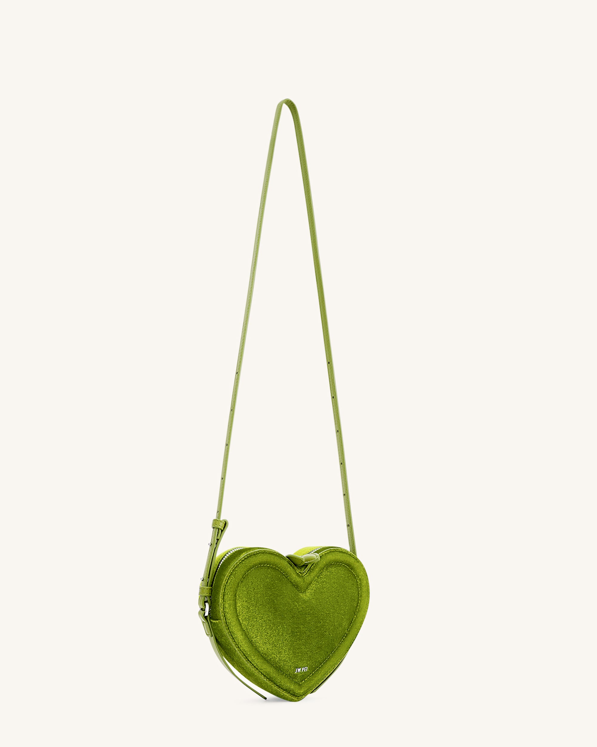 Arlene Velvet Heart Shaped Bag - Green | JW PEI