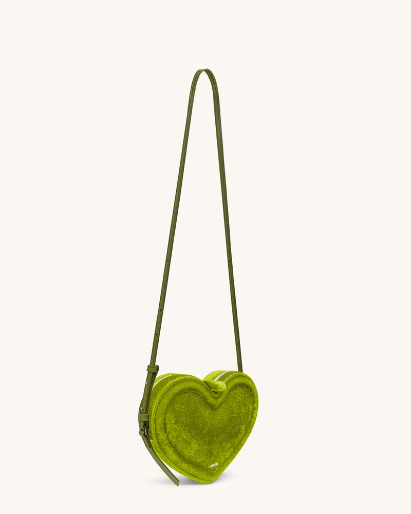 Arlene Velvet Heart Shaped Bag - Green