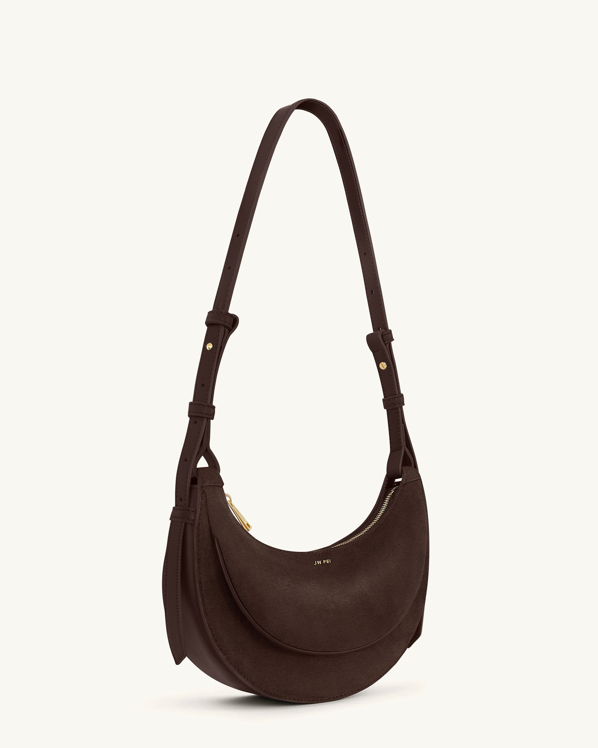 Sharon Faux Suede Crossbody Bag - Coffee Brown | JW PEI
