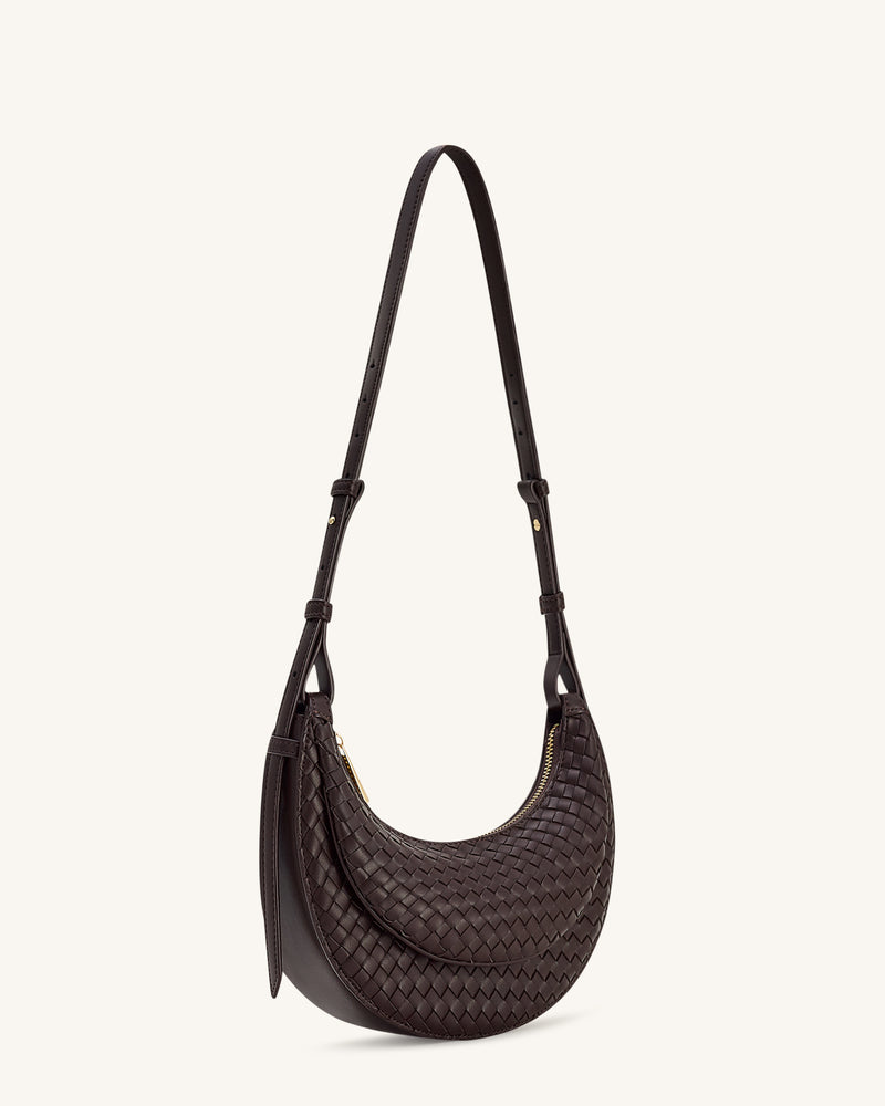 Sharon Woven Crossbody Bag - Coffee Brown